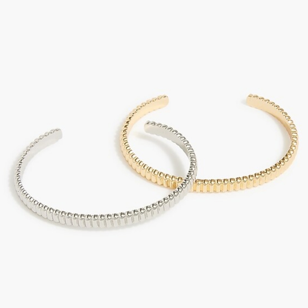 J.Crew metal bracelet set, gold/ silver